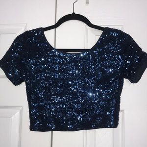 Forever 21 navy blue glitter crop top